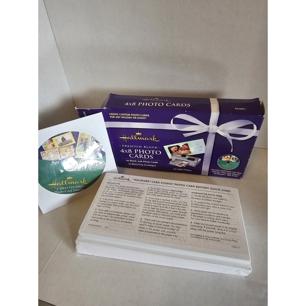 Hallmark Premium Blank 4x8 Photo Cards Set – 40 Cards Envelopes CD  New Open Box - Picture 3 of 5